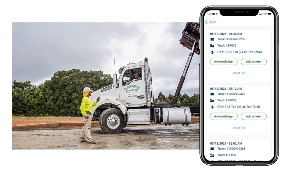 Onsite Digital Ticket Digital Ticket and truck