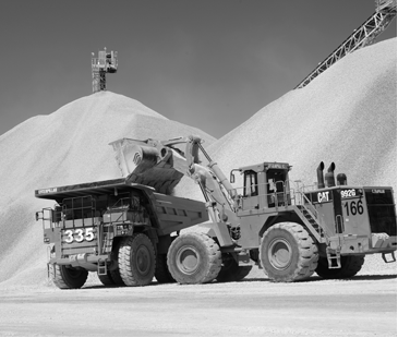 Aggregates being loaded in quarry