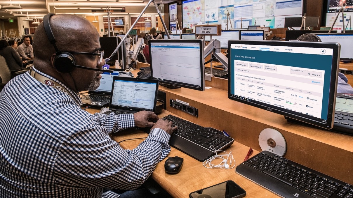 Man on computer using the Hub